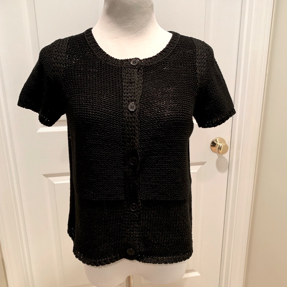 Oscar de la Renta short sleeve, cotton sweater